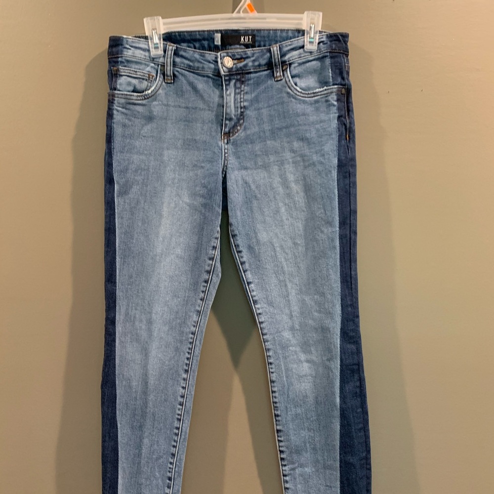 Light wash jeans with racing stripe